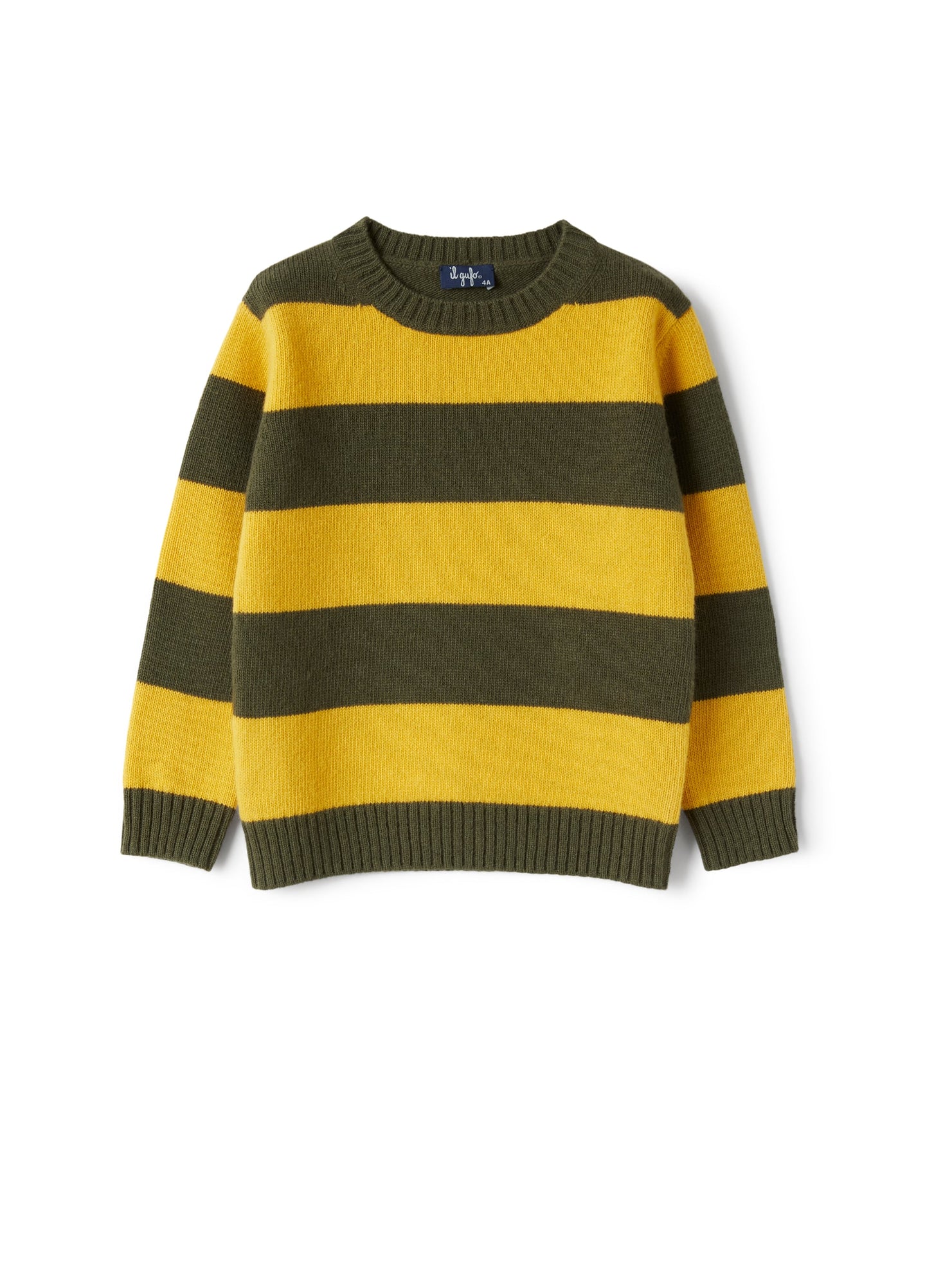Merino Sweater with Stripes | Oliva/Giallo Acero