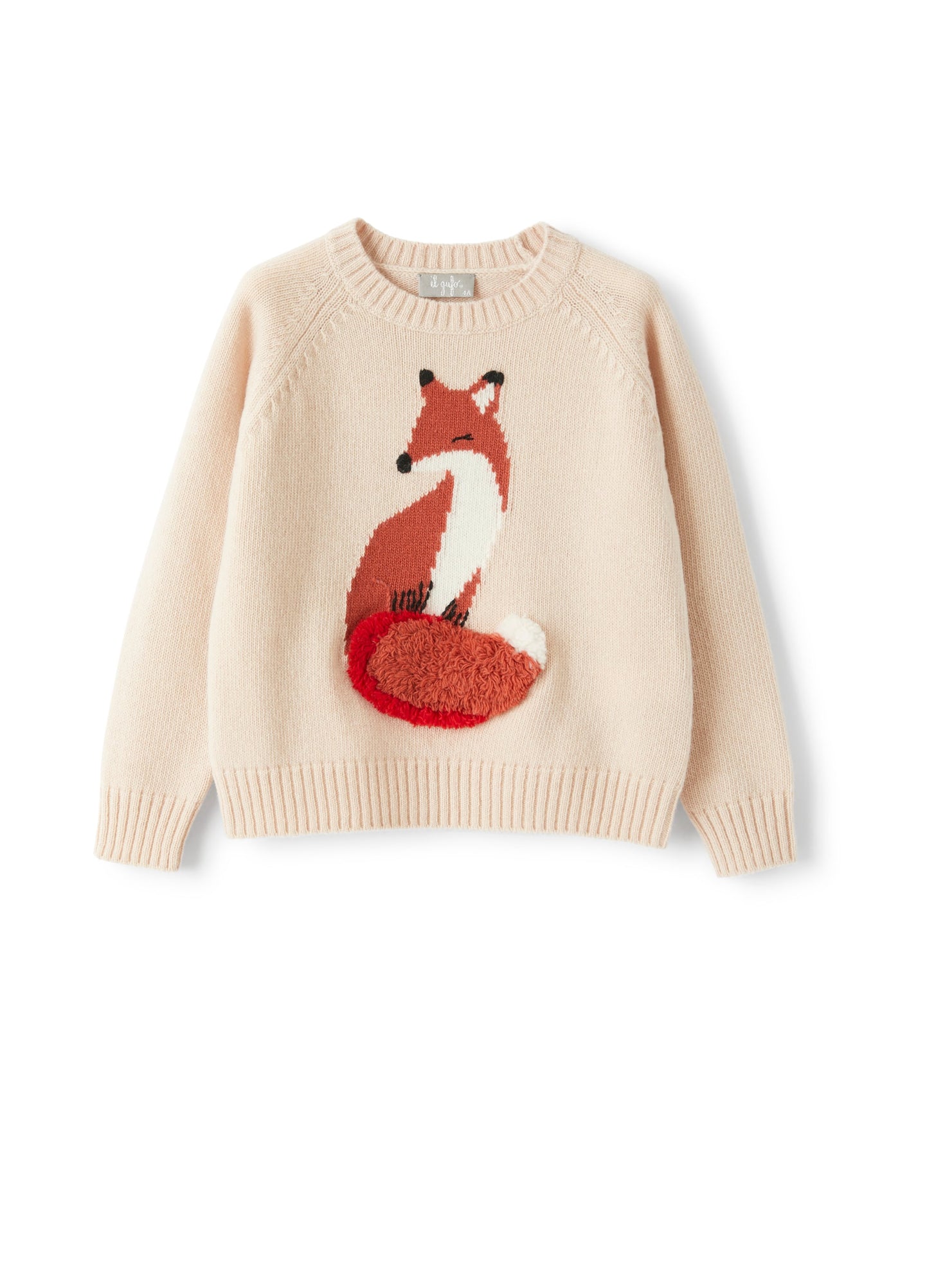 Girls | Merino Sweater with Embroidered Fox Detail | Quartz Pink