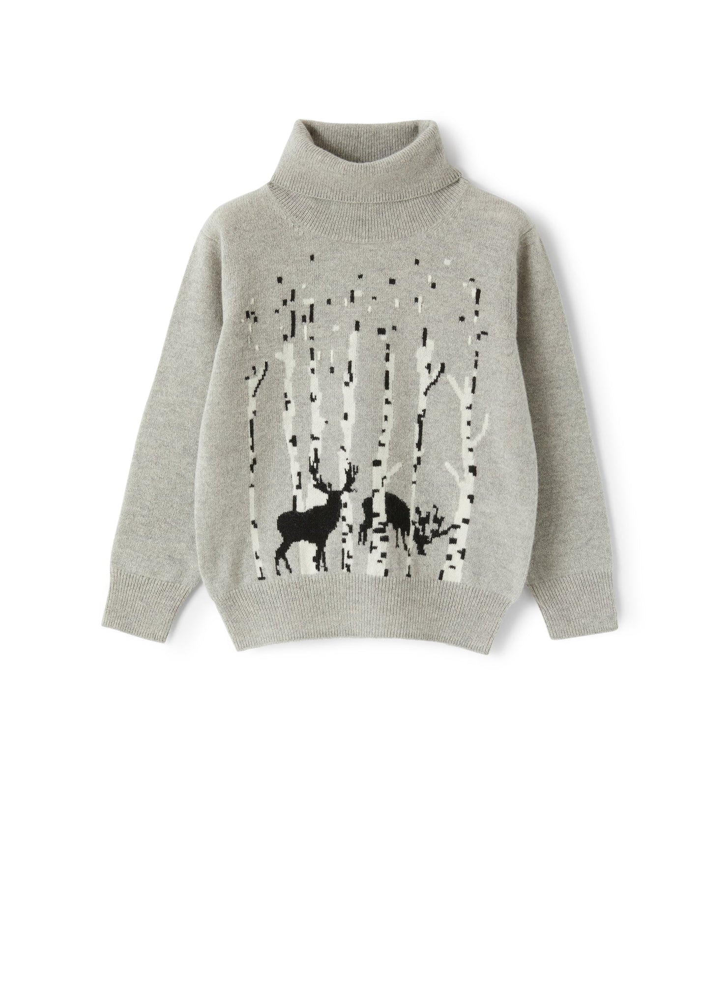Turtleneck Sweater in Merino Wool with Inlay Detail | Cloud Grey