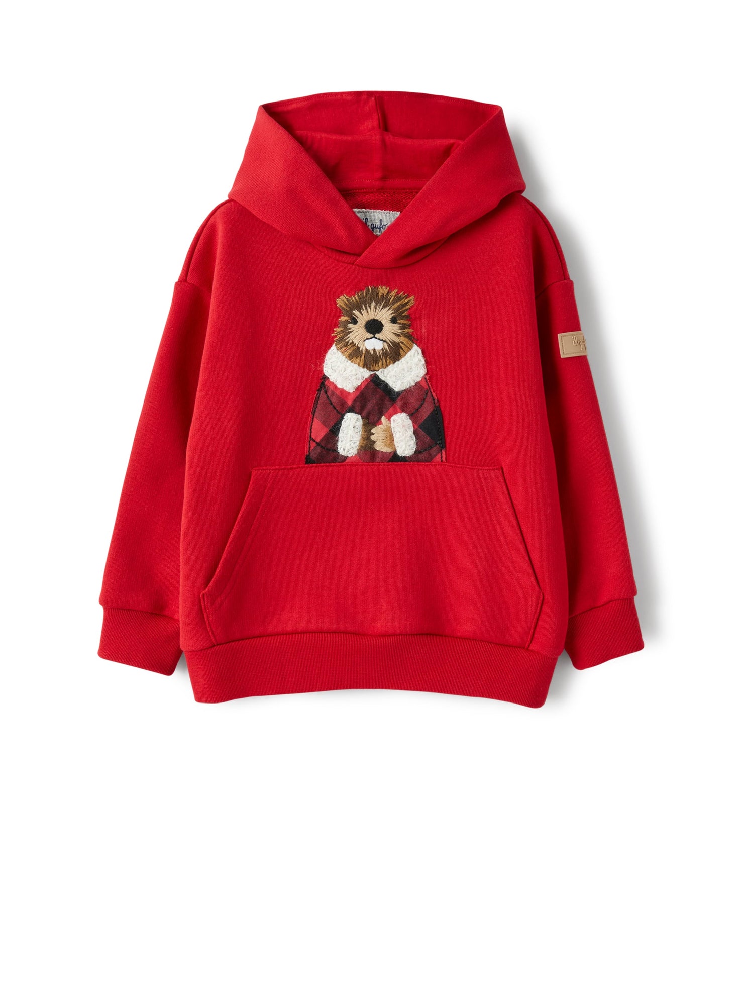 Boys | Sweatshirt with Patch Detail and Embroidery | Cranberry Red
