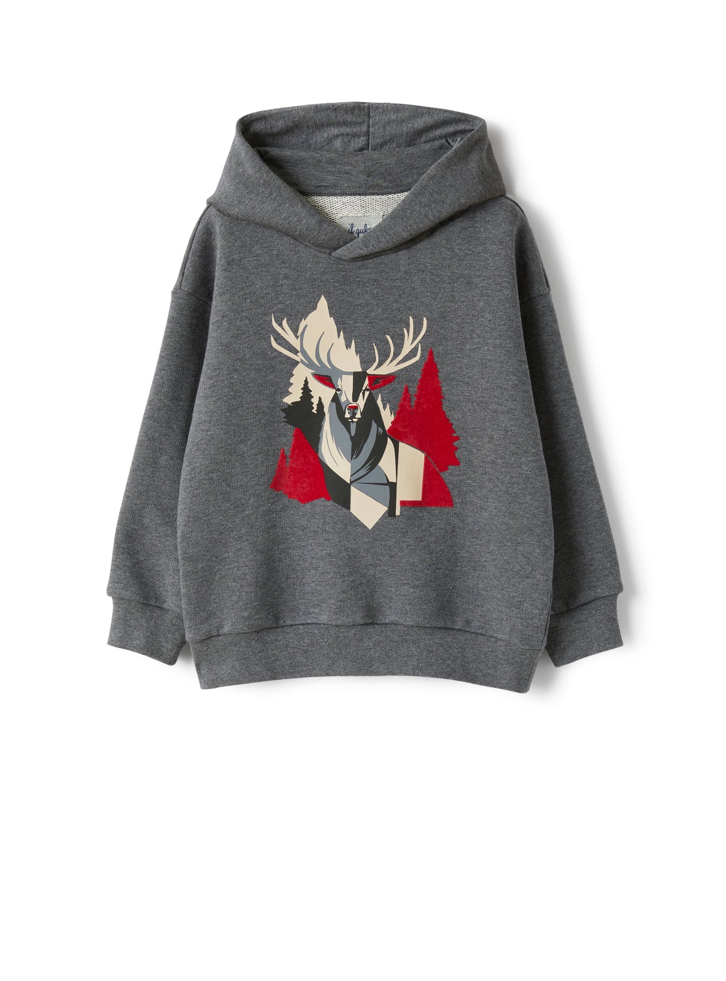 Boys | Hooded Sweatshirt with Moose Print | Black Red