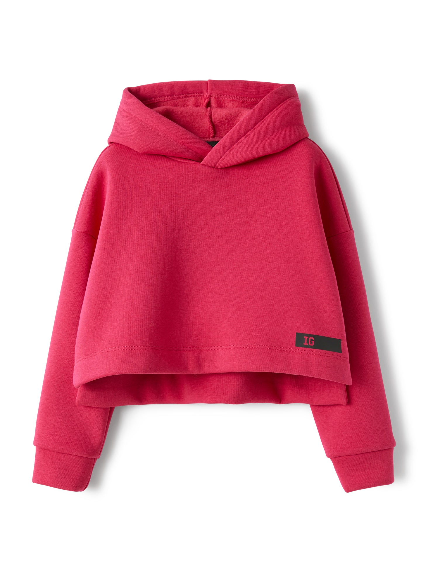 Girls | Cropped Hooded Sweatshirt in Fuchsia Pink | Fuchsia
