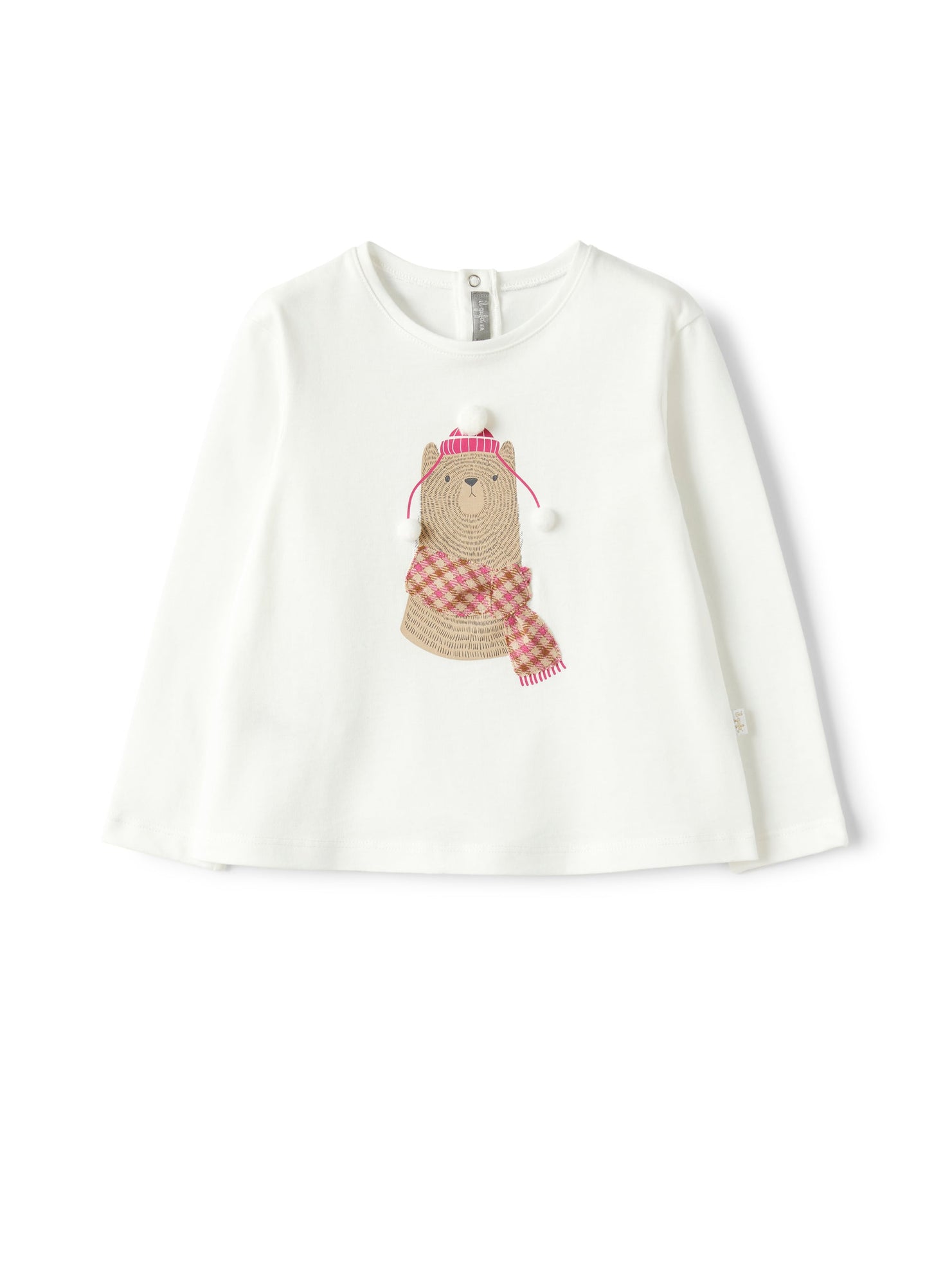 Girls | Long-Sleeve T-Shirt with Teddy Bear Print | Milk Pink Glassa