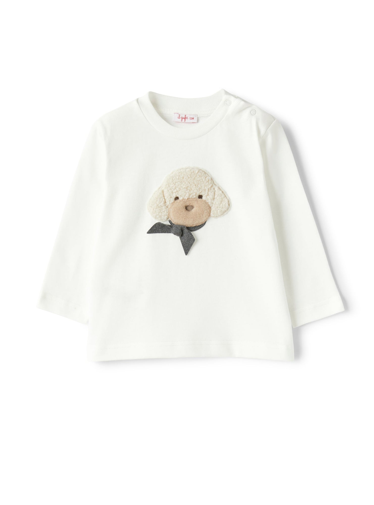 Baby Girls | T-Shirt with a Poodle Detail in Teddy Fleece | Milk Blue