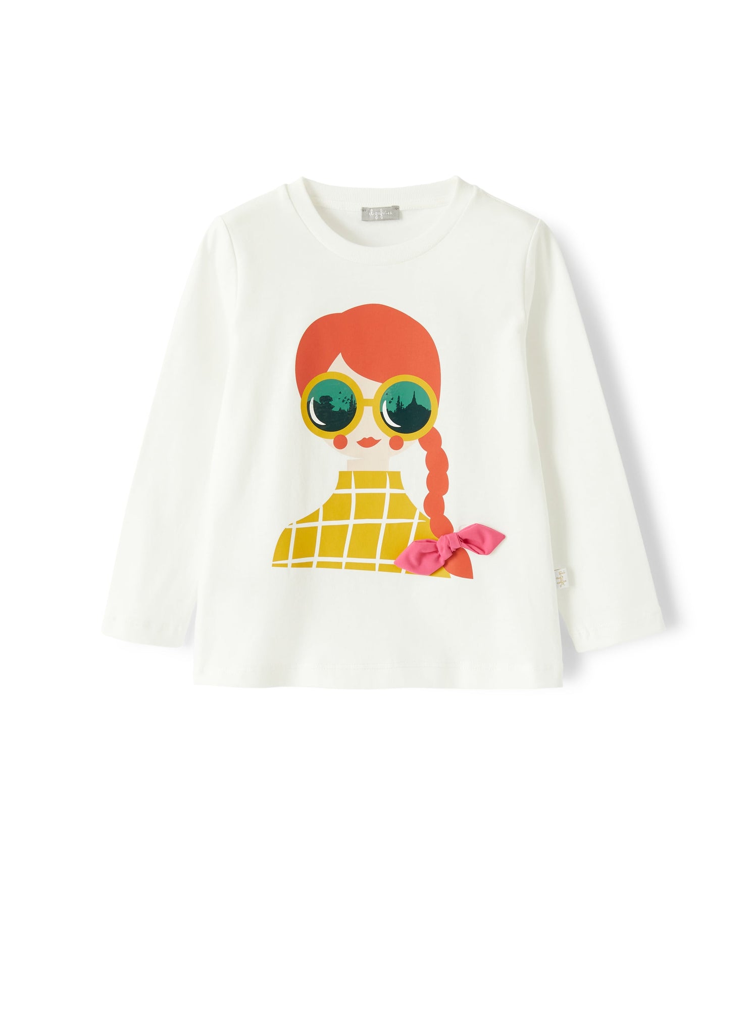 Girls | Long-Sleeve T-Shirt with Print of Little Girl | Milk Pavone