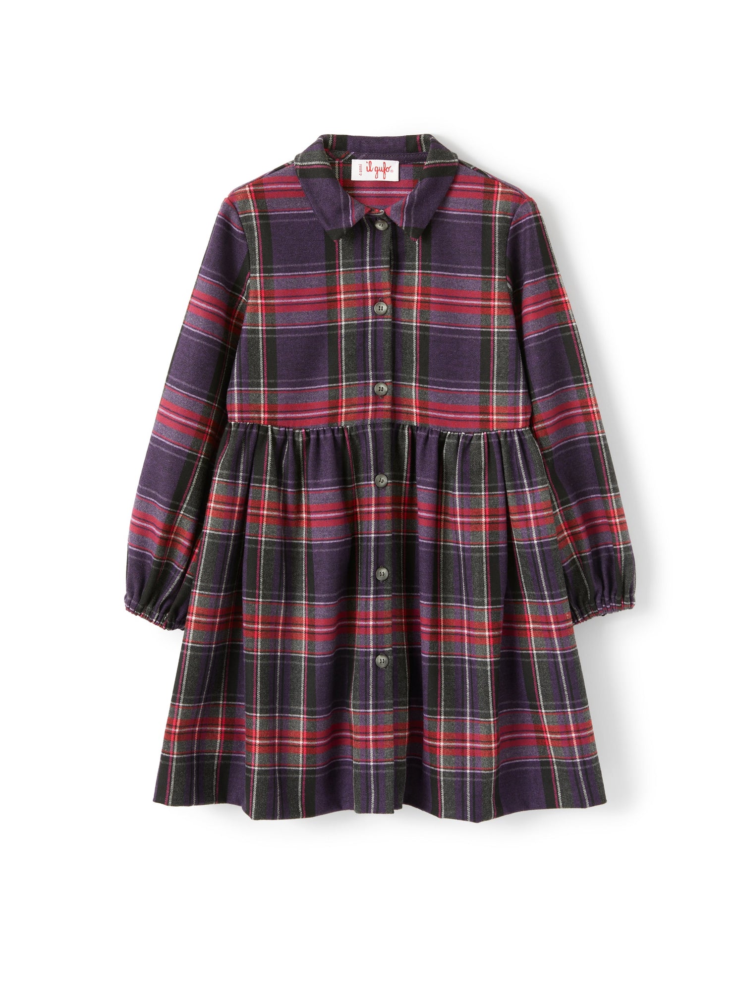 Girls | Tartan-Patterned Technowool Dress | Purple