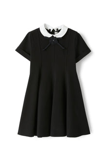Dress in Milano Stitch with Collar | Black