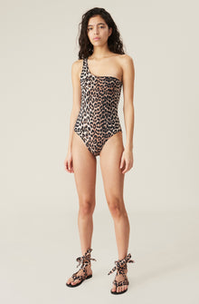 One Shoulder Swimsuit | Leopard