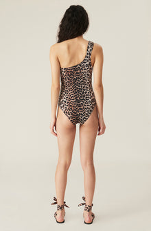 One Shoulder Swimsuit | Leopard