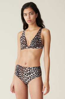 Printed Wide Strap Recycled Bikini Top | Leopard