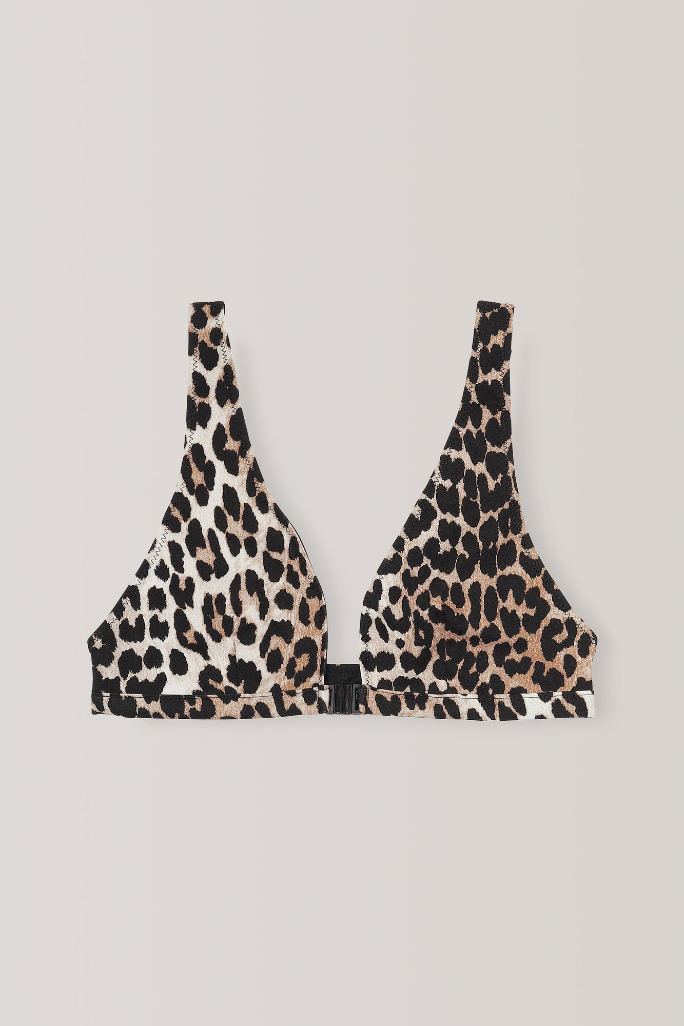 Printed Wide Strap Recycled Bikini Top | Leopard