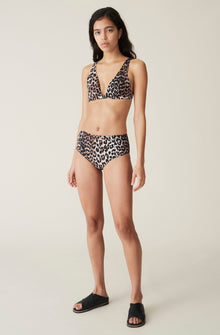 Printed Wide Strap Recycled Bikini Top | Leopard