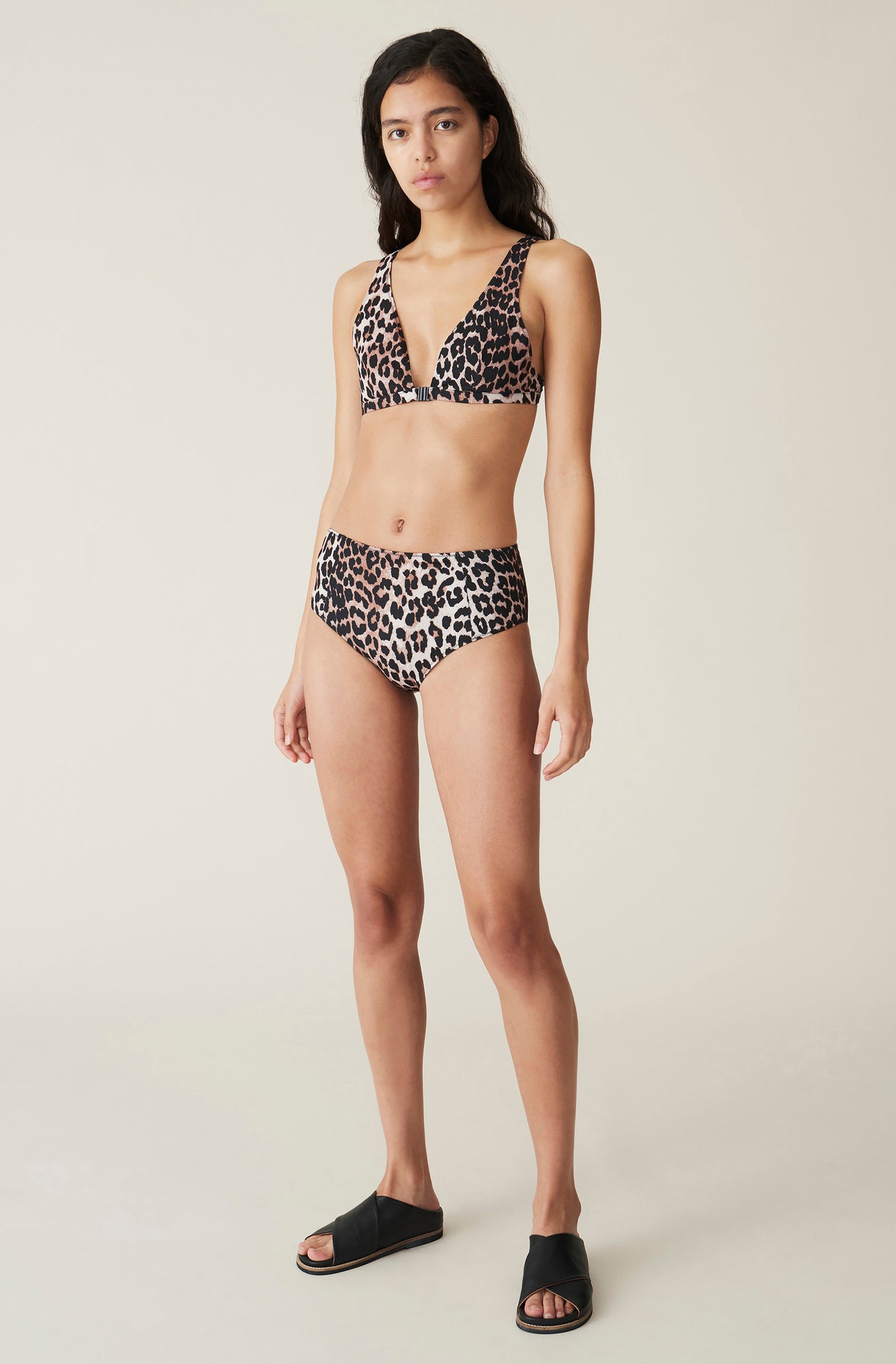 Printed Wide Strap Recycled Bikini Top | Leopard
