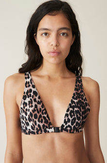 Printed Wide Strap Recycled Bikini Top | Leopard