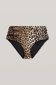 Printed Ruched High-Rise Bikini Briefs | Leopard