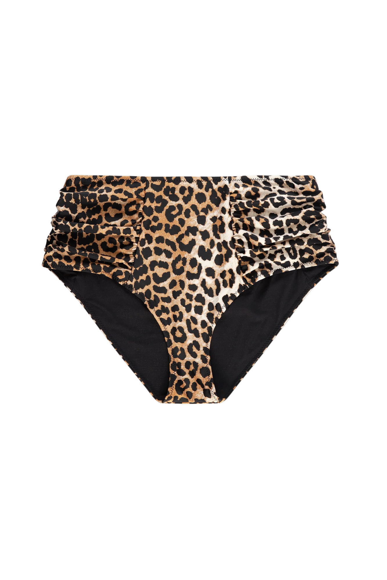 Printed Ruched High-Rise Bikini Briefs | Leopard