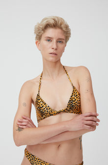 Leopard Print Bikini Top | Bright Marigold