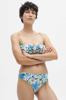 Recycled Printed Recycled Printed Gathered Bandeau Bikini Top | Floral Azure Blue