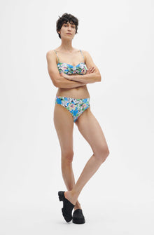 Recycled Printed Recycled Printed Gathered Bandeau Bikini Top | Floral Azure Blue