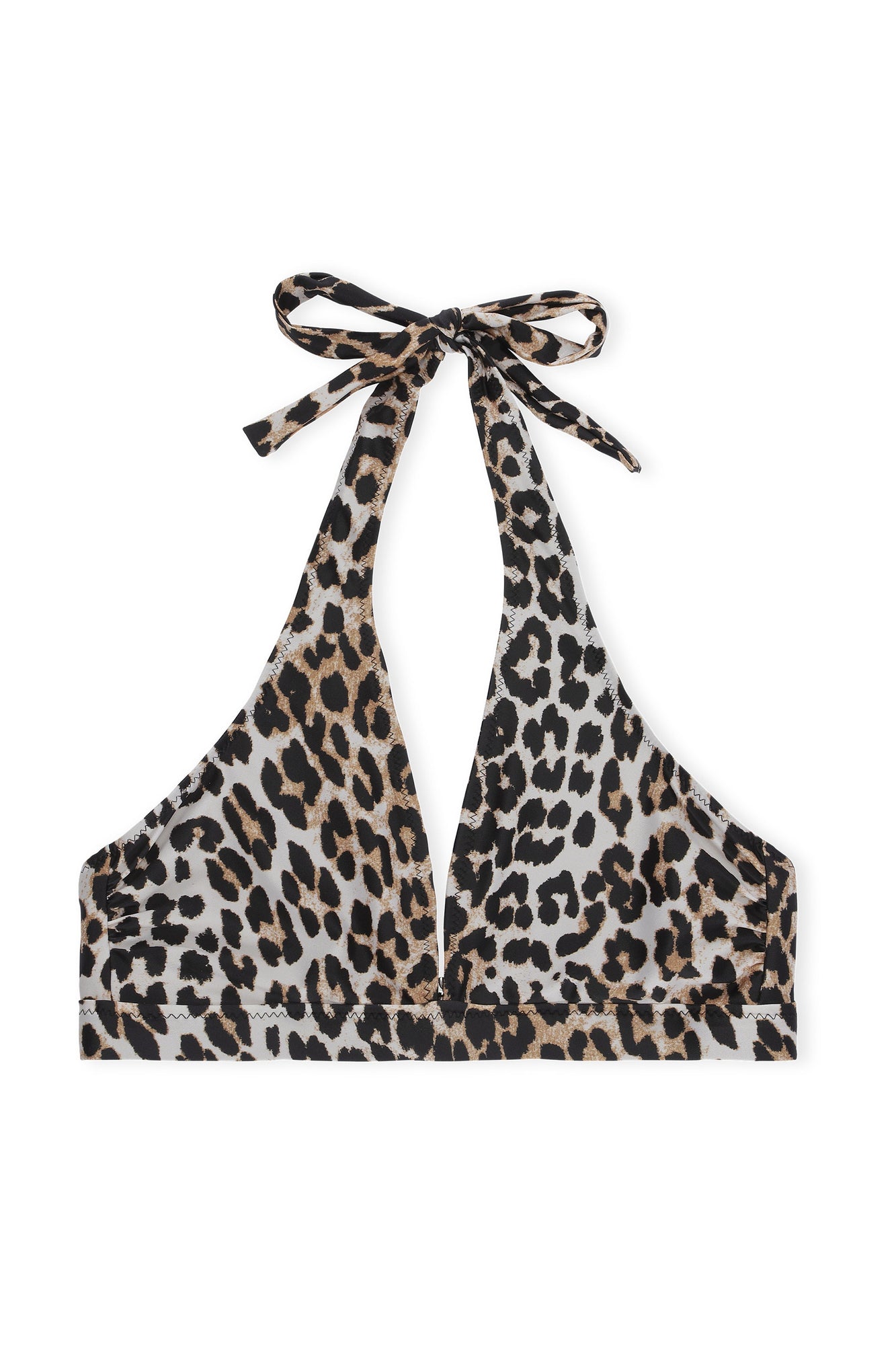 Recycled Core Printed Halterneck Bikini Top | Leopard