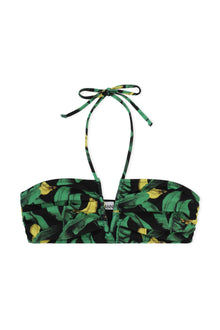 Recycled Printed V-string Bikini Top | Banana Tree Black