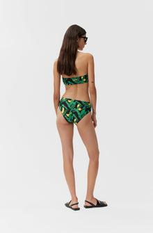 Recycled Printed V-string Bikini Top | Banana Tree Black