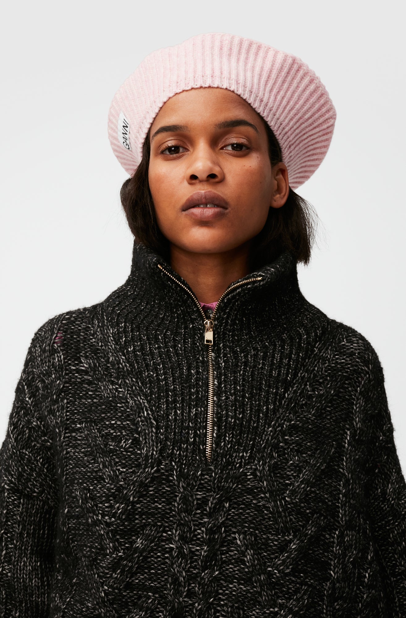 Structured Rib Knit Beret | Lilac Sachet