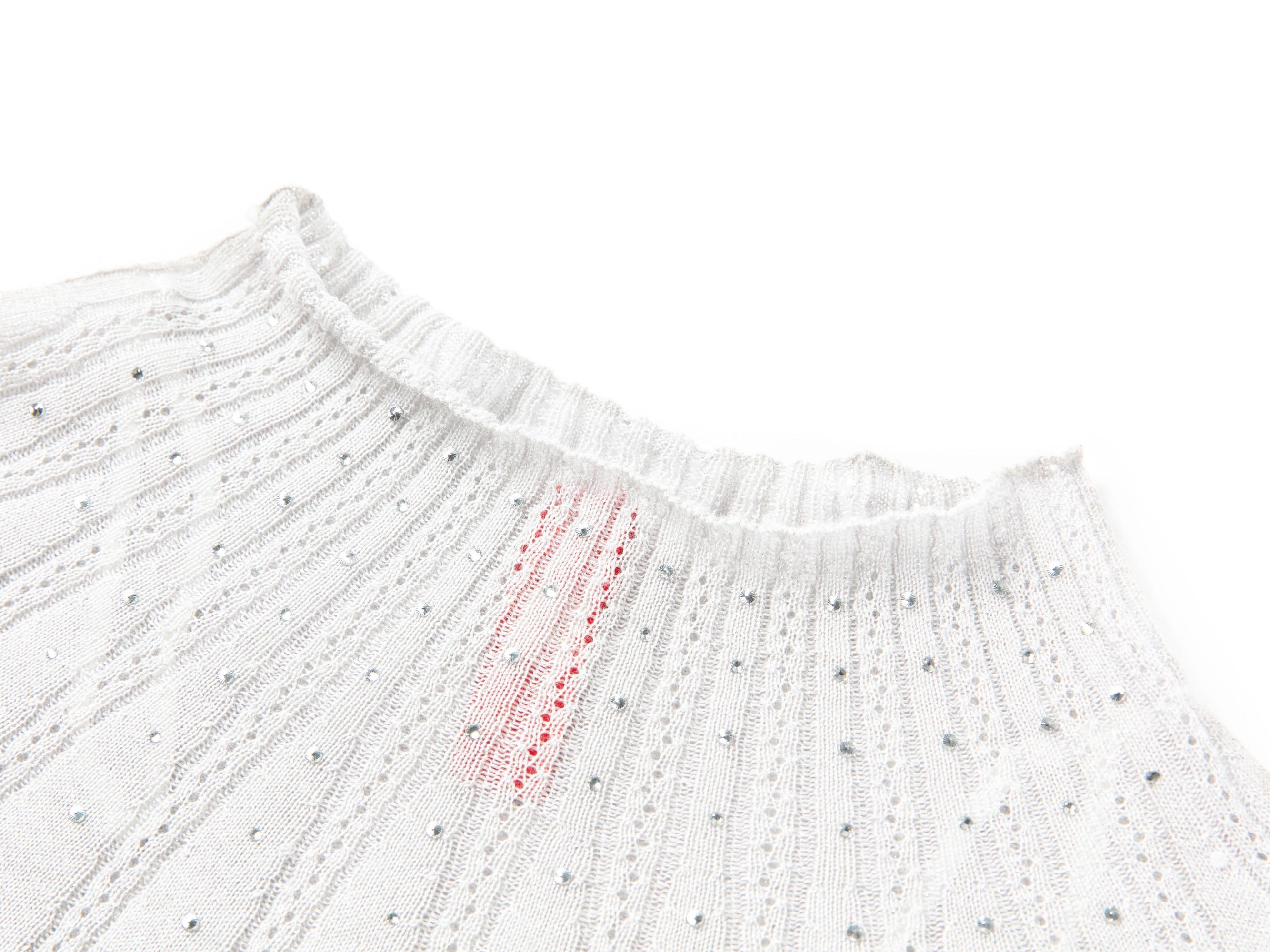 Bead Embellished Crop Knit Top | Grey