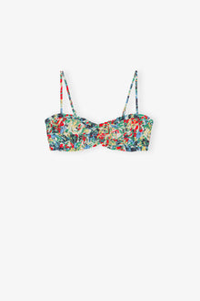 Recycled Printed Ruffle Bandeau Bikini Top | Multicolor