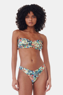 Recycled Printed Ruffle Bandeau Bikini Top | Multicolor