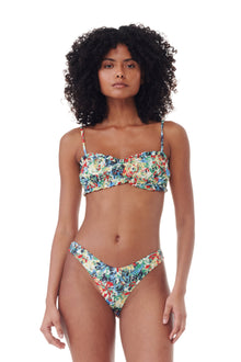 Recycled Printed Ruffle Bandeau Bikini Top | Multicolor