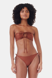 Shine Swim Open Bandeau Bikini Top | Copper Brown