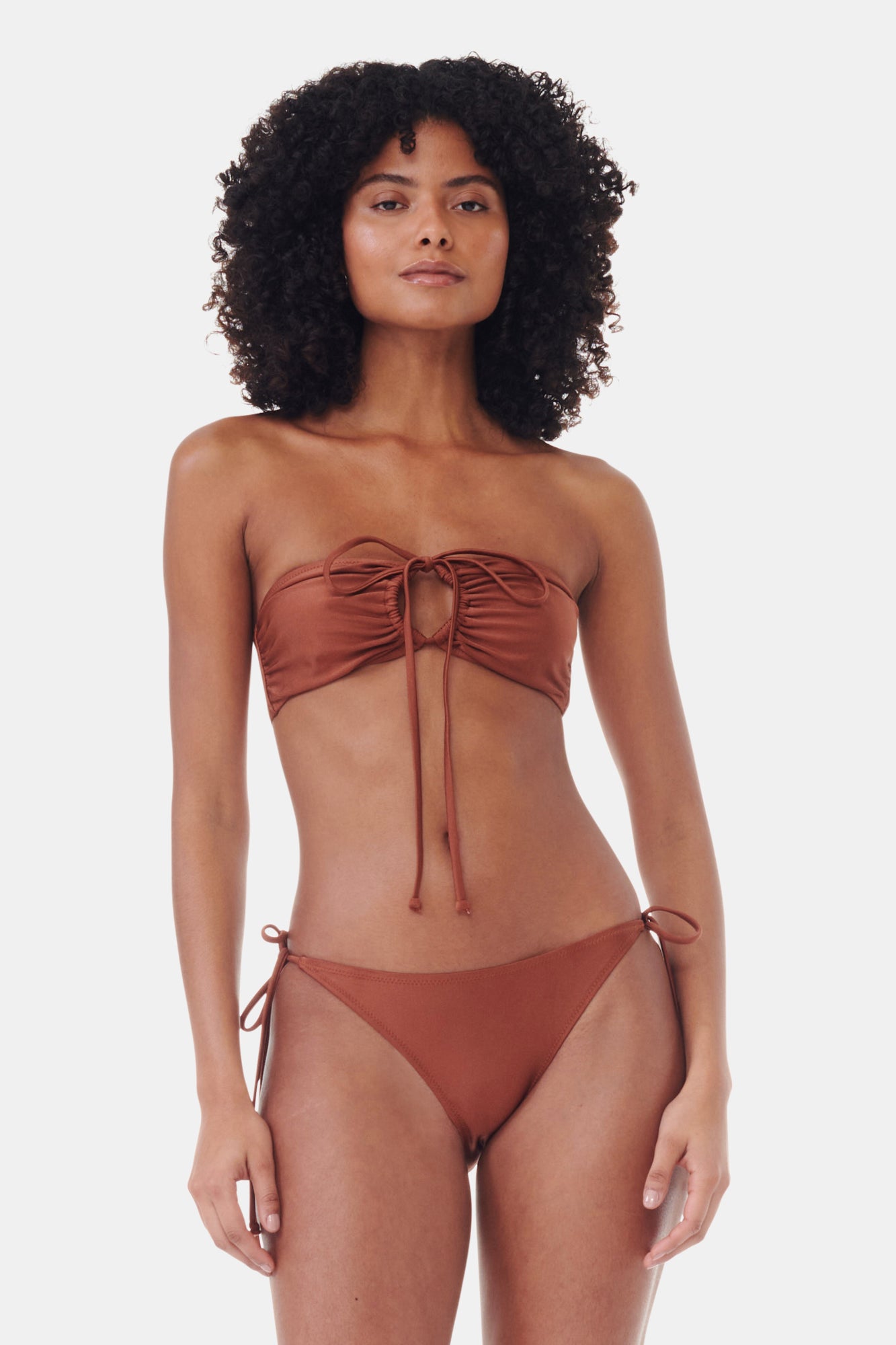 Shine Swim Open Bandeau Bikini Top | Copper Brown