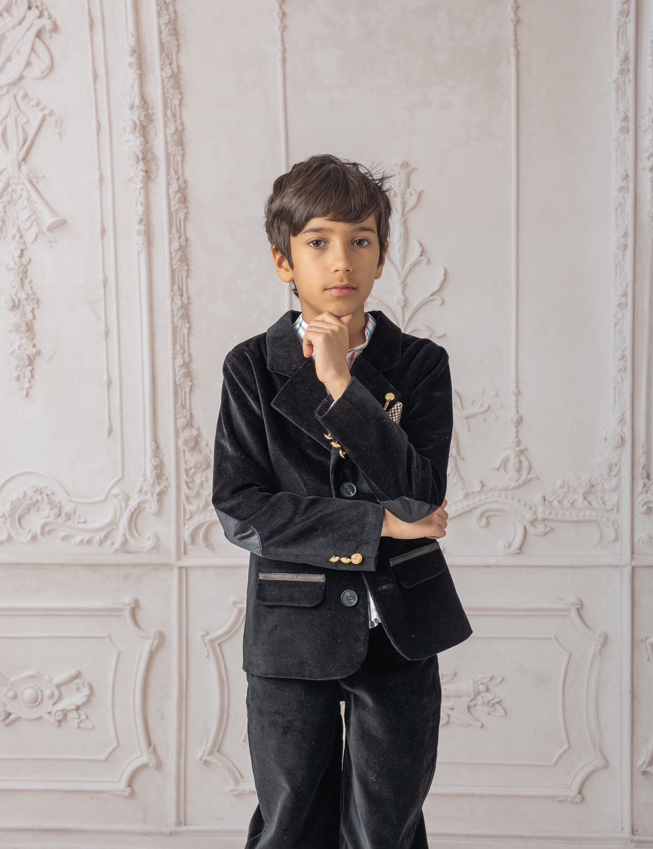 Boys | Charlie Velour Tuxedo Pants | Black