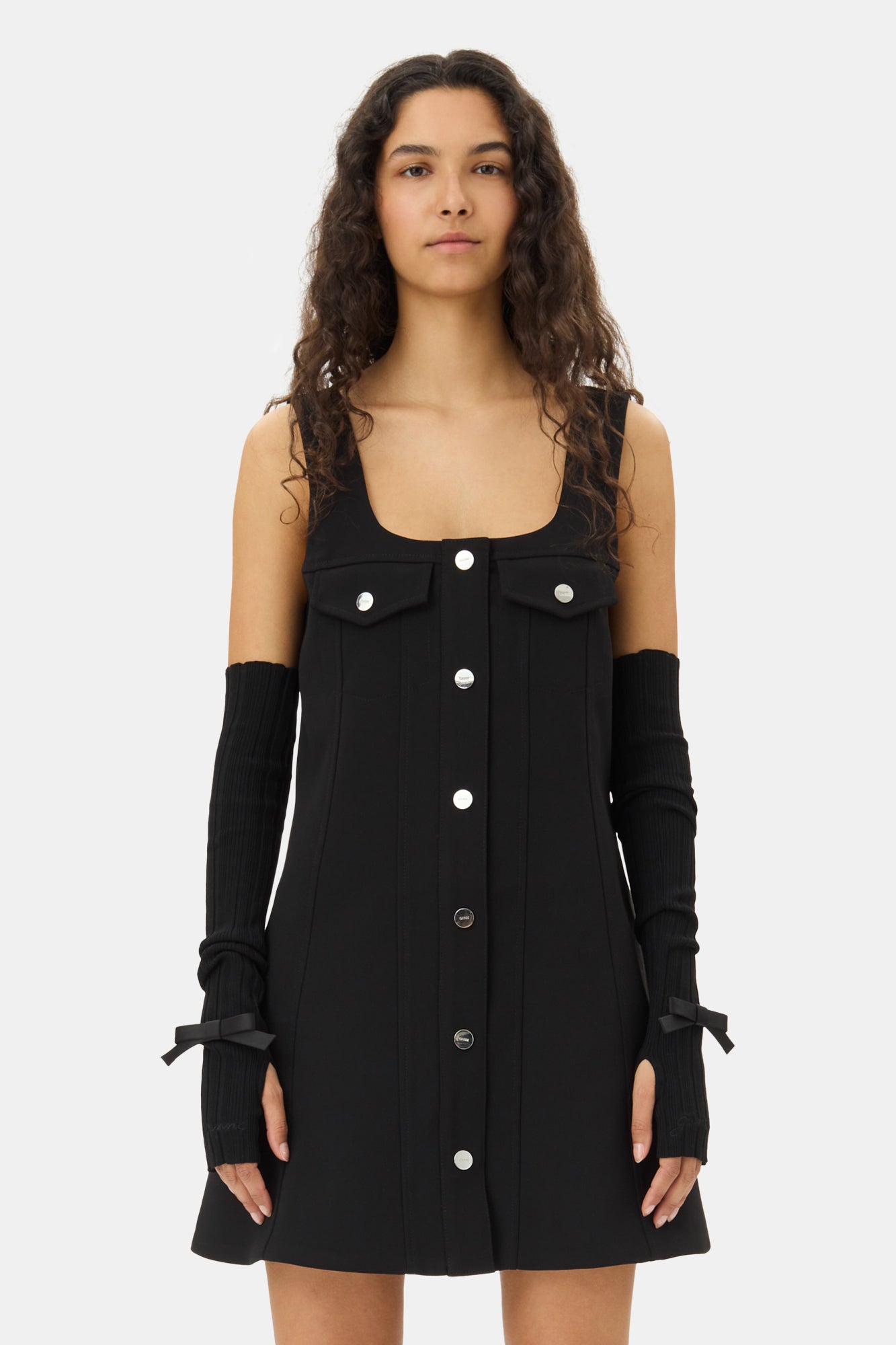 Light Viscose Rib Wrist Warmers | Black