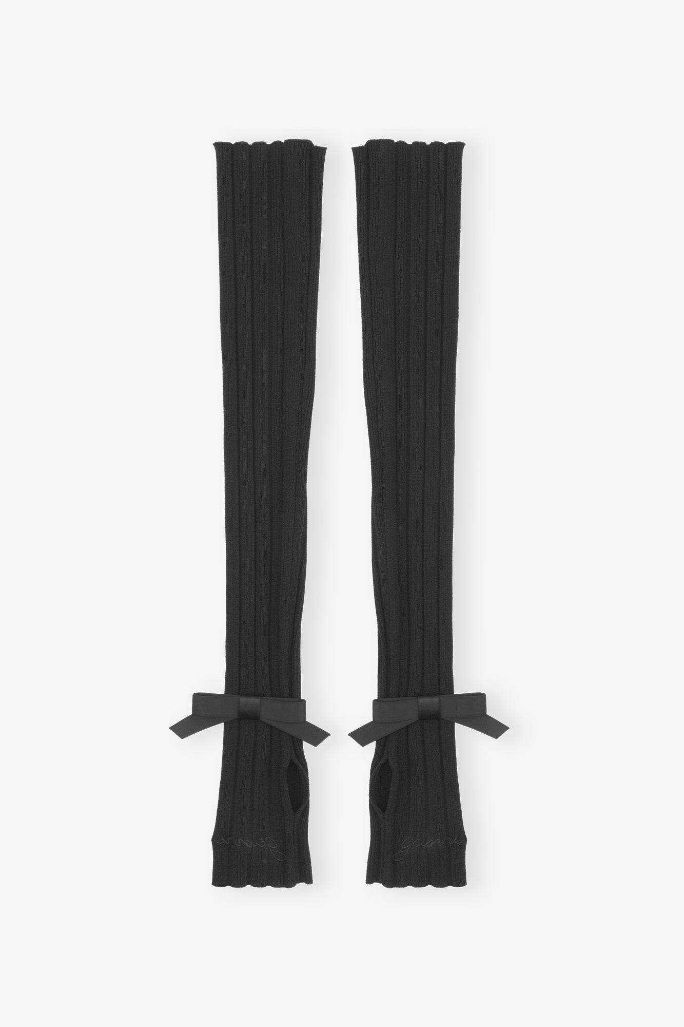 Light Viscose Rib Wrist Warmers | Black