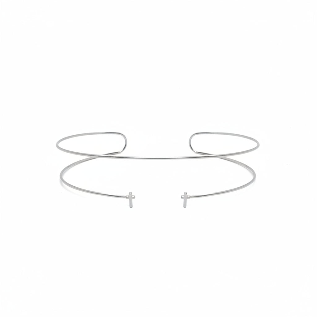 Cross Slip-On Choker - Markdown 1162 | Rhodium-Plated Brass