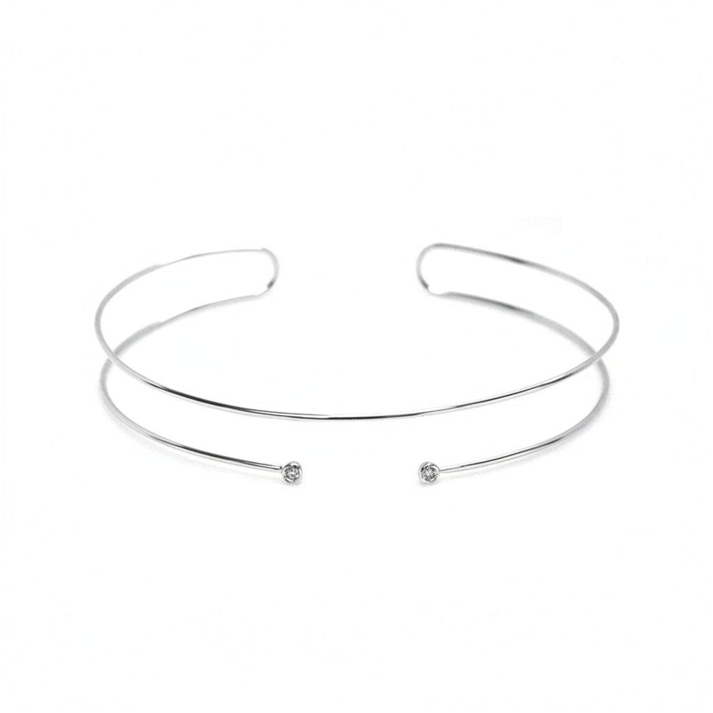 Single Cz Slip-On Choker - Markdown 1162 | Rhodium-Plated Brass