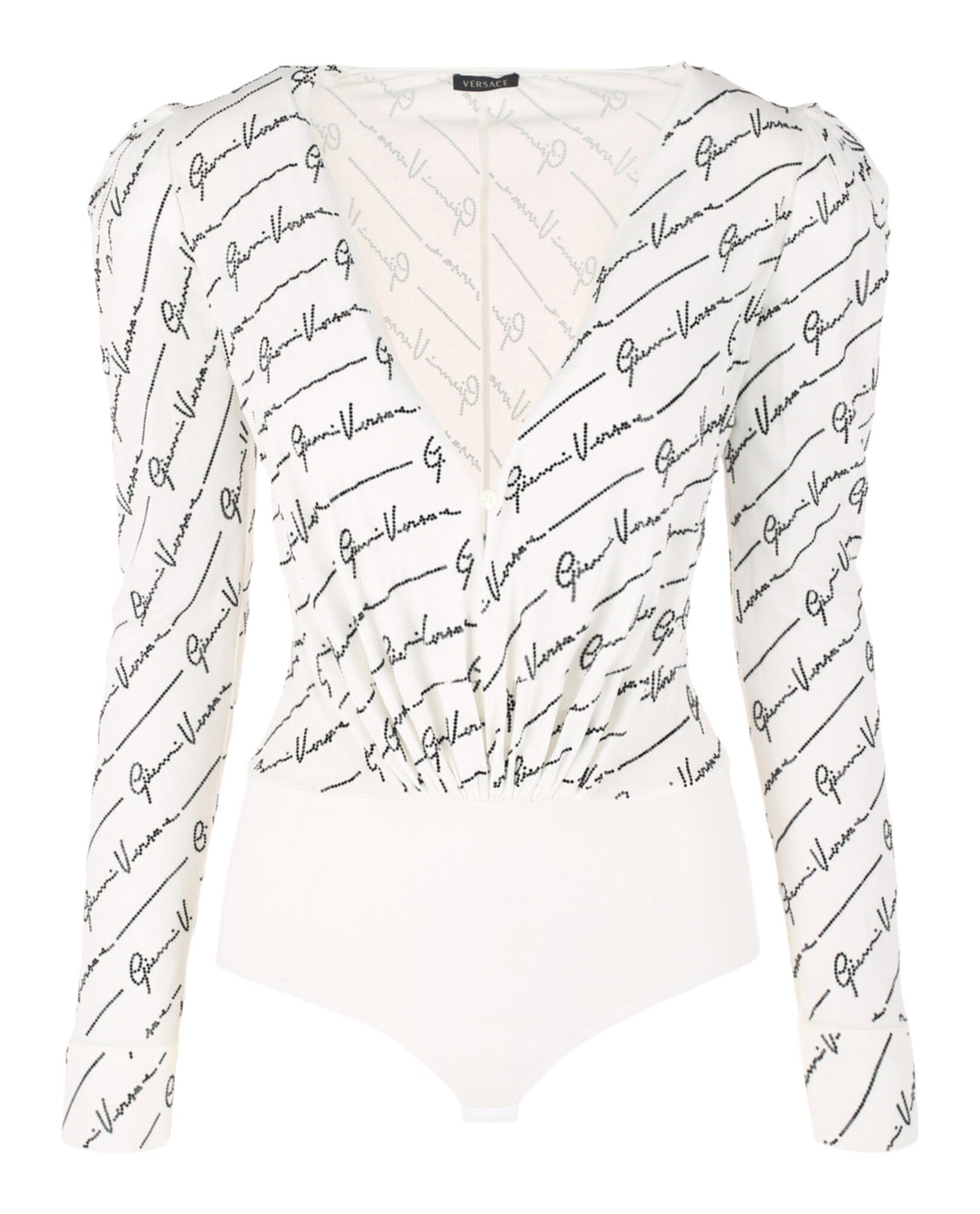 Versace | Crystal Logo Bodysuit Blouse