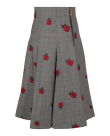 Versace | Floral Embroidered Plaid Skirt