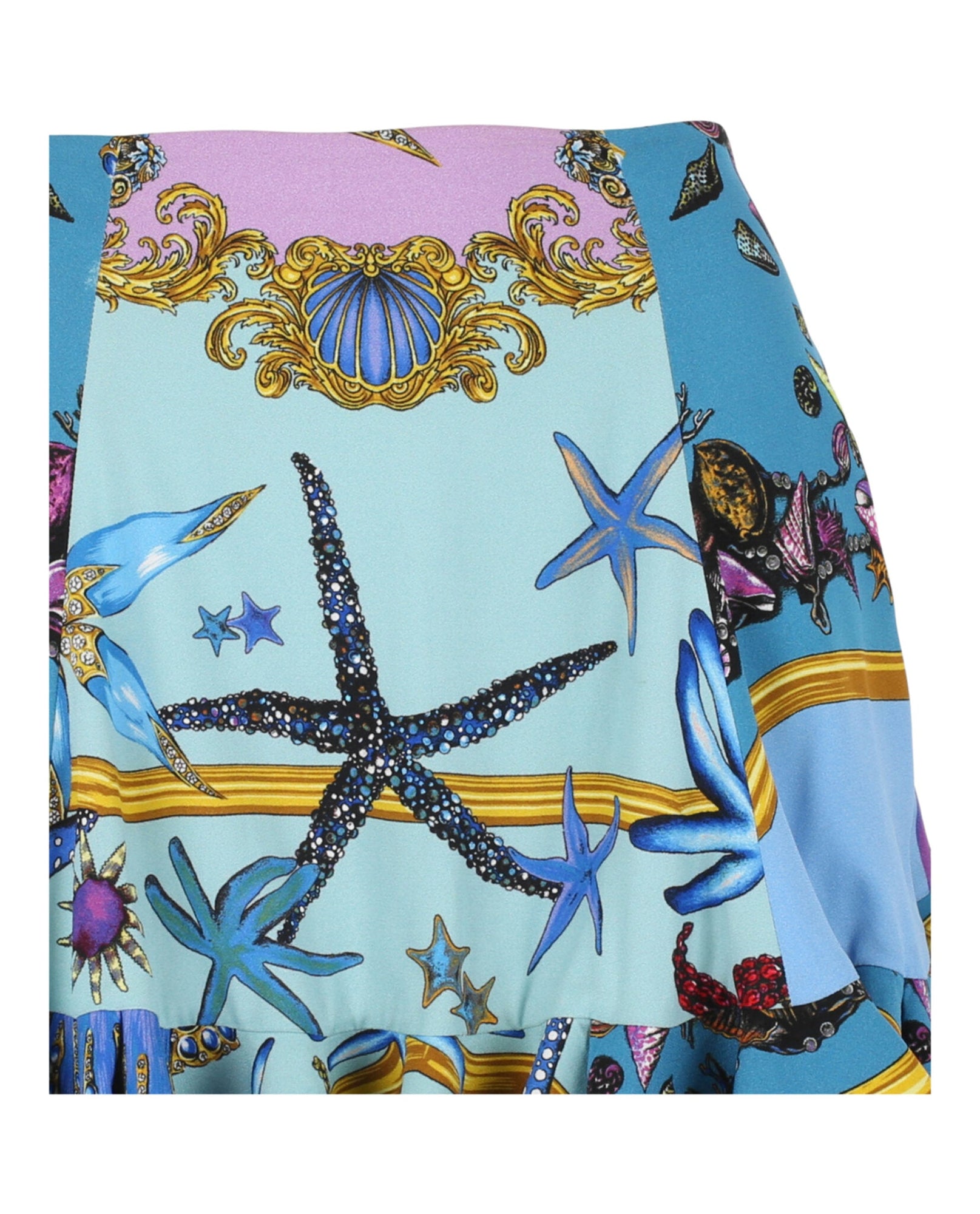 Versace | Tresor De La Mer Print Ruffle Skirt