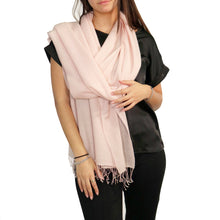 Cashmere Pashmina Scarf With Knotted Fringes | Heavenly Pink