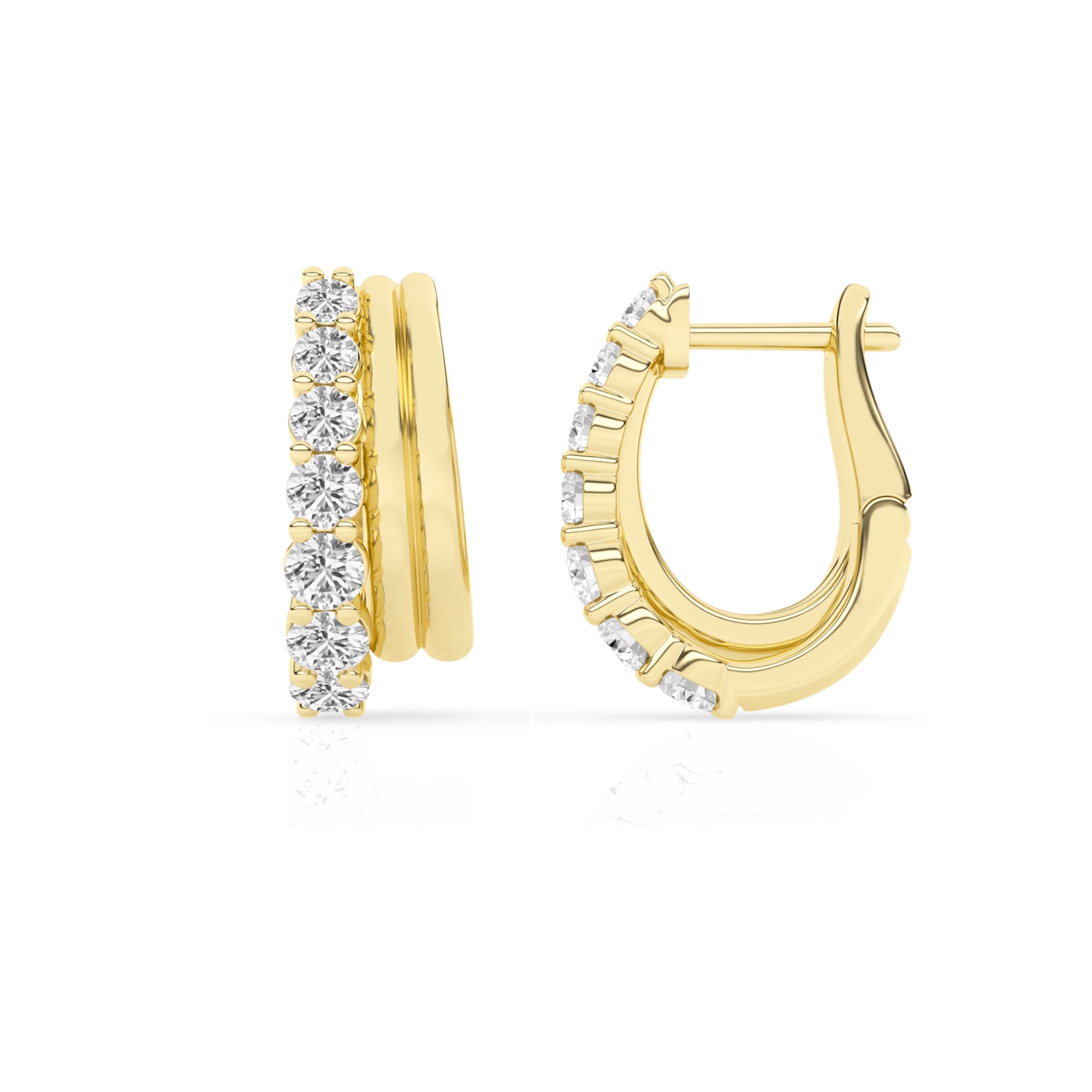 1.25 CT Round Lab-Grown Diamond | Hoop Earrings | 14K Yellow Gold over Sterling Silver | F Color | VS Clarity