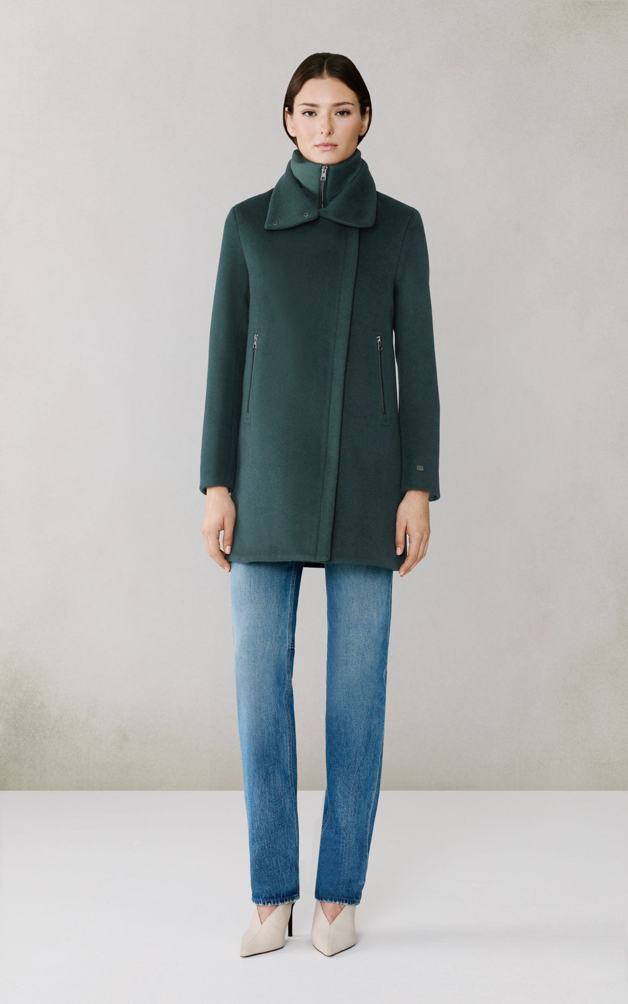Abbi Coat With Bib In Wool | Midnight Forest
