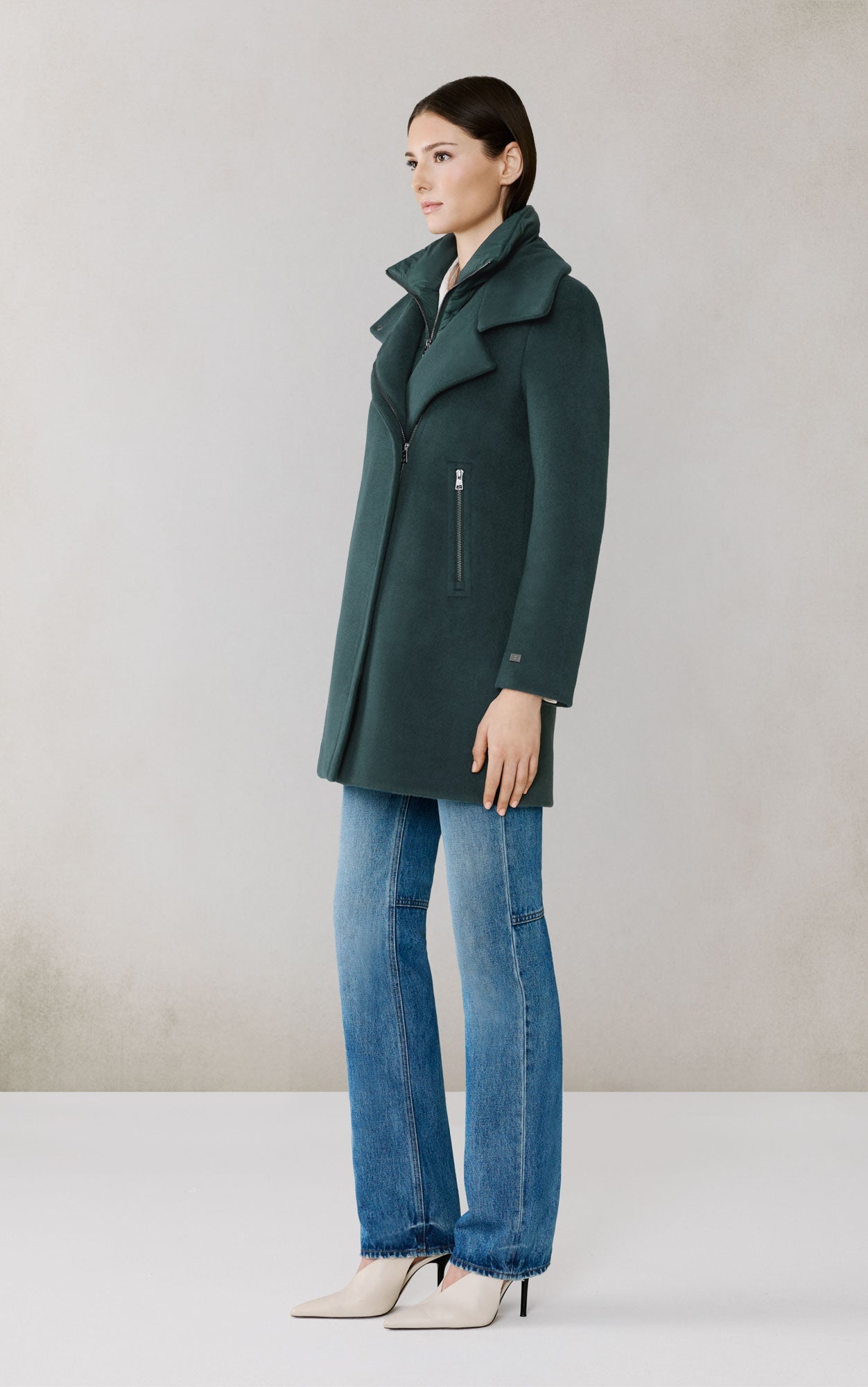 Abbi Coat With Bib In Wool | Midnight Forest