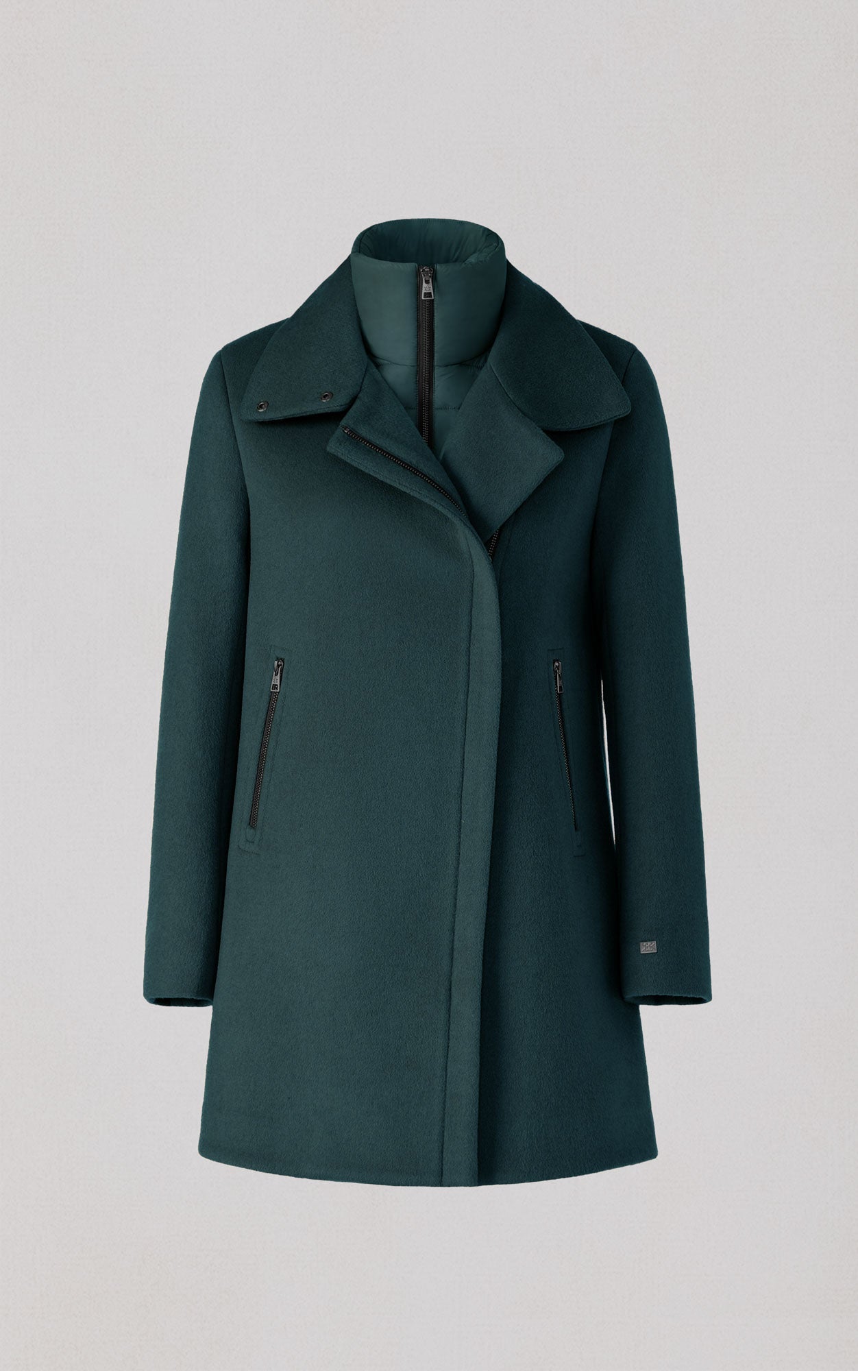 Abbi Coat With Bib In Wool | Midnight Forest