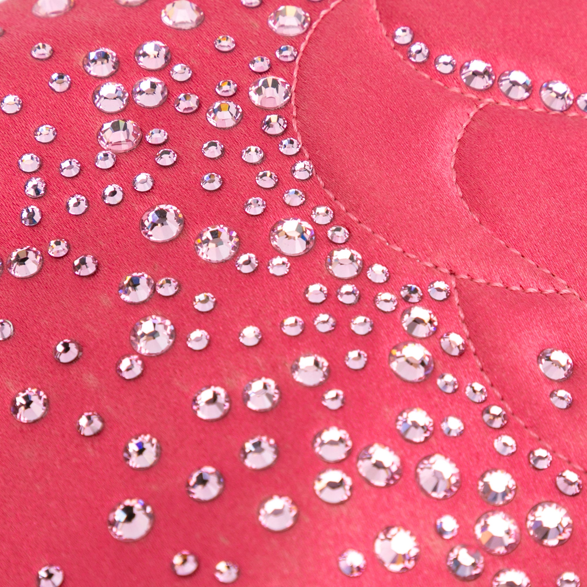 Chanel | Pre-Owned Satin Diamante Camellia Clutch with Chain | Pink/Dark Pink