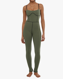 Silhouette Ankle Flare Jumpsuit | Army Green/Black