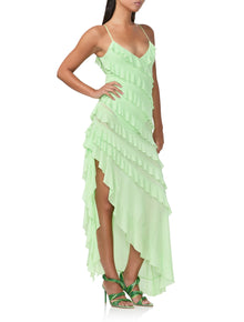 Vienna Ruffle Maxi Dress | Neon Mint