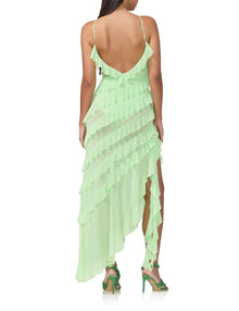 Vienna Ruffle Maxi Dress | Neon Mint